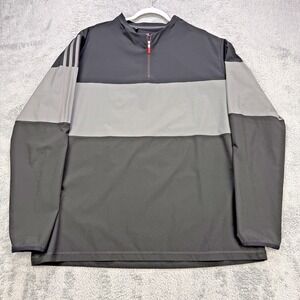 Adidas 1/4 Zip Pullover Men 2XL Black Gray L/S Colorblock Wicking Golf